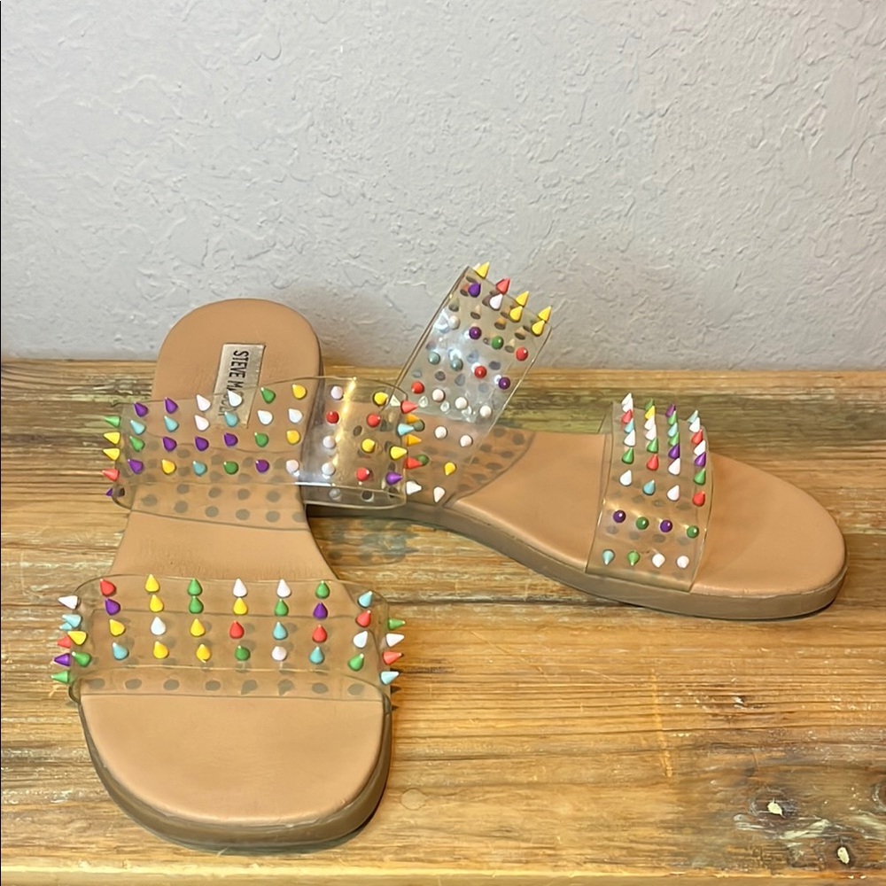 Steve Madden Clear Studded Sandals Size 9